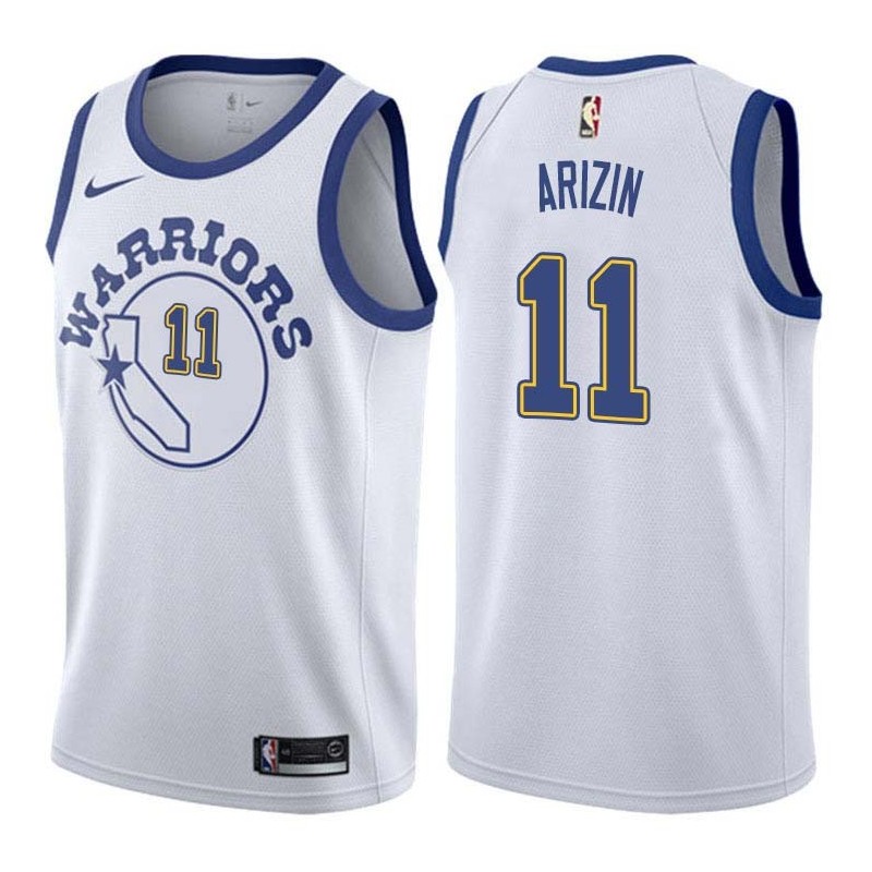 White_Throwback Paul Arizin Twill Basketball Jersey -Warriors #11 Arizin Twill Jerseys, FREE SHIPPING