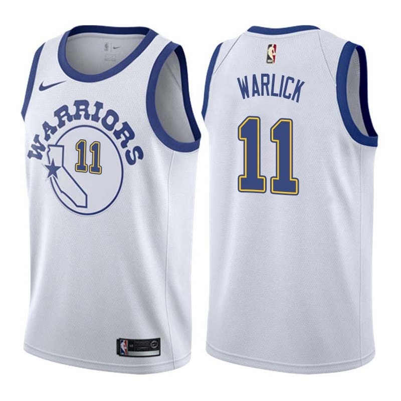 White_Throwback Bob Warlick Twill Basketball Jersey -Warriors #11 Warlick Twill Jerseys, FREE SHIPPING