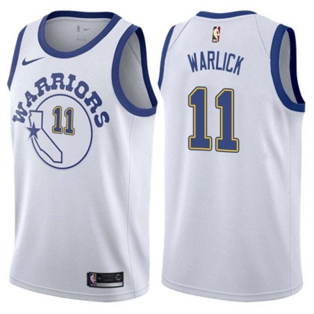 White_Throwback Bob Warlick Twill Basketball Jersey -Warriors #11 Warlick Twill Jerseys, FREE SHIPPING