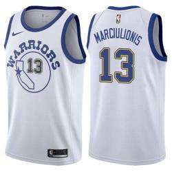 White_Throwback Sarunas Marciulionis Twill Basketball Jersey -Warriors #13 Marciulionis Twill Jerseys, FREE SHIPPING