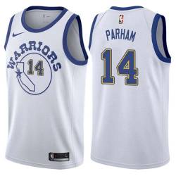 White_Throwback Easy Parham Twill Basketball Jersey -Warriors #14 Parham Twill Jerseys, FREE SHIPPING