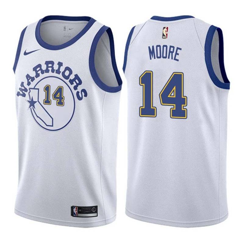 White_Throwback Jackie Moore Twill Basketball Jersey -Warriors #14 Moore Twill Jerseys, FREE SHIPPING