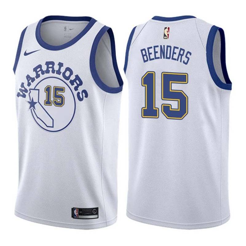 White_Throwback Hank Beenders Twill Basketball Jersey -Warriors #15 Beenders Twill Jerseys, FREE SHIPPING