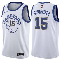 White_Throwback Jake Bornheimer Twill Basketball Jersey -Warriors #15 Bornheimer Twill Jerseys, FREE SHIPPING
