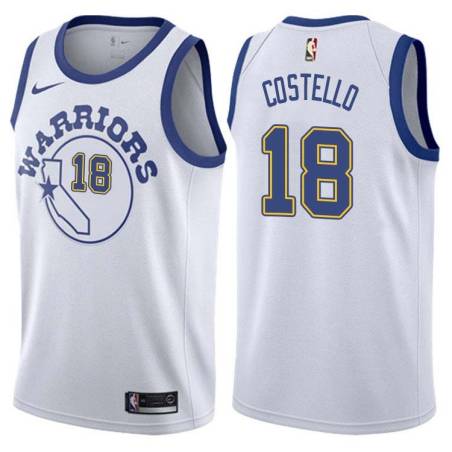 White_Throwback Larry Costello Twill Basketball Jersey -Warriors #18 Costello Twill Jerseys, FREE SHIPPING