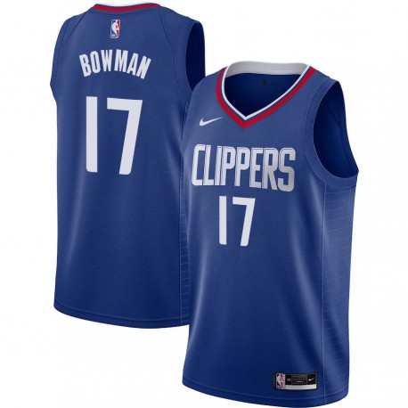 Blue Nate Bowman Twill Basketball Jersey -Clippers #17 Bowman Twill Jerseys, FREE SHIPPING