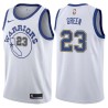 White_Throwback Draymond Green Twill Basketball Jersey -Warriors #23 Green Twill Jerseys, FREE SHIPPING