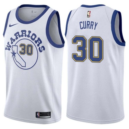 White_Throwback Stephen Curry Twill Basketball Jersey -Warriors #30 Curry Twill Jerseys, FREE SHIPPING