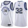 White_Throwback Tyrone Hill Twill Basketball Jersey -Warriors #32 Hill Twill Jerseys, FREE SHIPPING