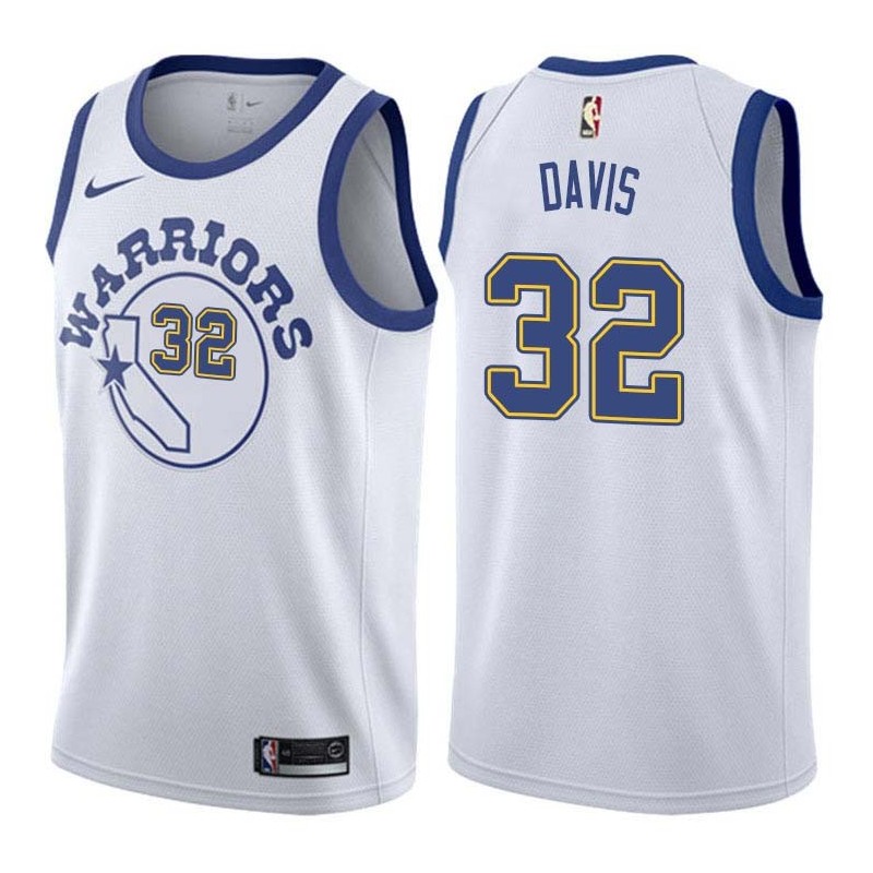 White_Throwback Dale Davis Twill Basketball Jersey -Warriors #32 Davis Twill Jerseys, FREE SHIPPING