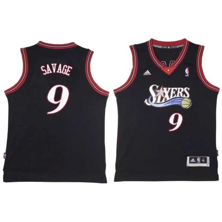 Black Throwback Don Savage Twill Basketball Jersey -76ers #9 Savage Twill Jerseys, FREE SHIPPING