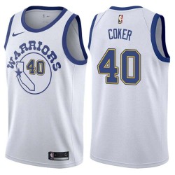 White_Throwback John Coker Twill Basketball Jersey -Warriors #40 Coker Twill Jerseys, FREE SHIPPING