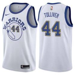 White_Throwback Anthony Tolliver Twill Basketball Jersey -Warriors #44 Tolliver Twill Jerseys, FREE SHIPPING