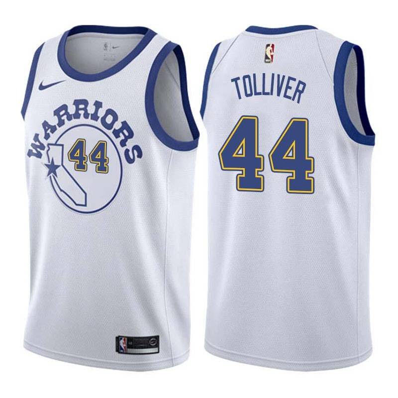 White_Throwback Anthony Tolliver Twill Basketball Jersey -Warriors #44 Tolliver Twill Jerseys, FREE SHIPPING