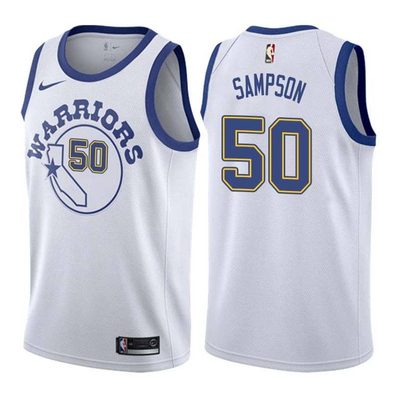 White_Throwback Ralph Sampson Twill Basketball Jersey -Warriors #50 Sampson Twill Jerseys, FREE SHIPPING