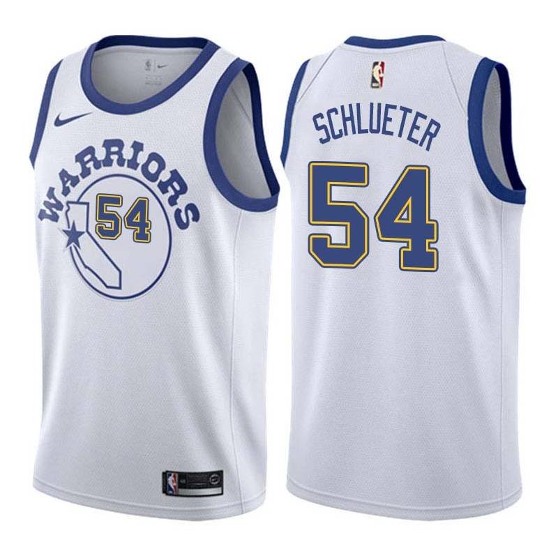 White_Throwback Dale Schlueter Twill Basketball Jersey -Warriors #54 Schlueter Twill Jerseys, FREE SHIPPING