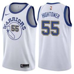 White_Throwback Wayne Hightower Twill Basketball Jersey -Warriors #55 Hightower Twill Jerseys, FREE SHIPPING