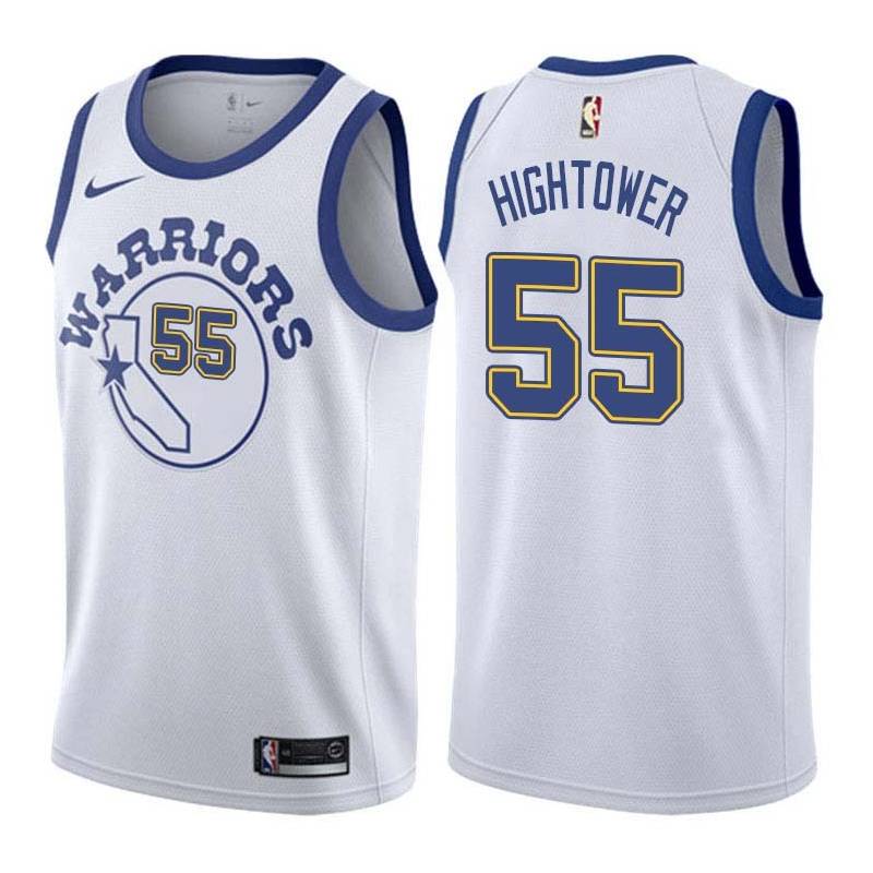 White_Throwback Wayne Hightower Twill Basketball Jersey -Warriors #55 Hightower Twill Jerseys, FREE SHIPPING