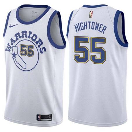 White_Throwback Wayne Hightower Twill Basketball Jersey -Warriors #55 Hightower Twill Jerseys, FREE SHIPPING