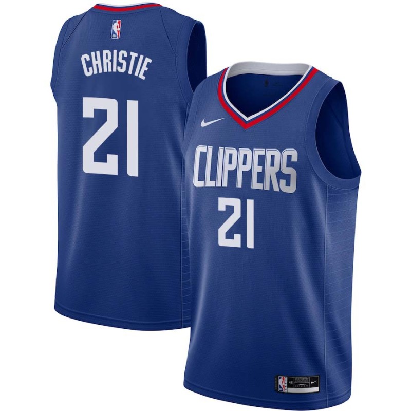 Blue Doug Christie Twill Basketball Jersey -Clippers #21 Christie Twill Jerseys, FREE SHIPPING