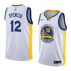 White2017 Andre Spencer Twill Basketball Jersey -Warriors #12 Spencer Twill Jerseys, FREE SHIPPING