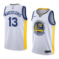 White2017 Sarunas Marciulionis Twill Basketball Jersey -Warriors #13 Marciulionis Twill Jerseys, FREE SHIPPING