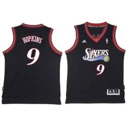 Black Throwback Bob Hopkins Twill Basketball Jersey -76ers #9 Hopkins Twill Jerseys, FREE SHIPPING