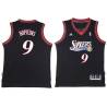 Black Throwback Bob Hopkins Twill Basketball Jersey -76ers #9 Hopkins Twill Jerseys, FREE SHIPPING