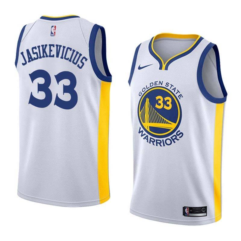 White2017 Sarunas Jasikevicius Twill Basketball Jersey -Warriors #33 Jasikevicius Twill Jerseys, FREE SHIPPING