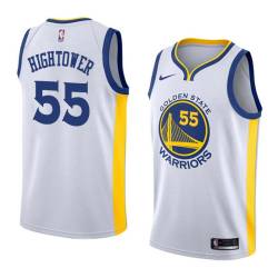 White2017 Wayne Hightower Twill Basketball Jersey -Warriors #55 Hightower Twill Jerseys, FREE SHIPPING