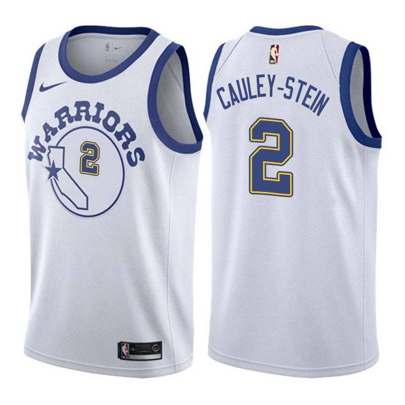 White_Throwback Willie Cauley-Stein Warriors #2 Twill Basketball Jersey FREE SHIPPING