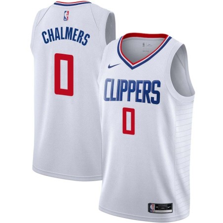 White Lionel Chalmers Twill Basketball Jersey -Clippers #0 Chalmers Twill Jerseys, FREE SHIPPING
