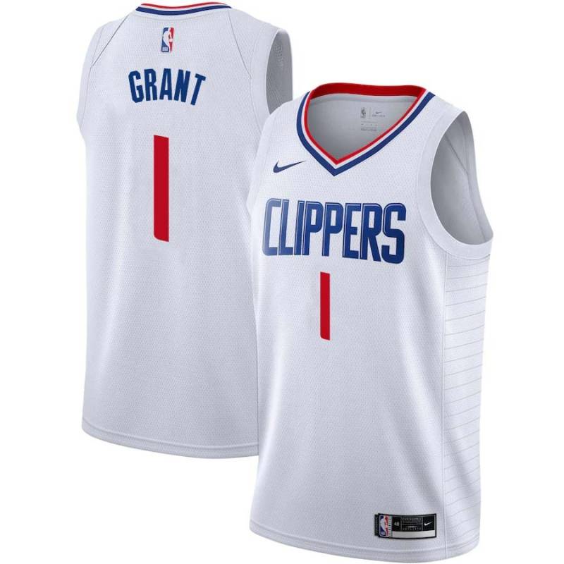 White Gary Grant Twill Basketball Jersey -Clippers #1 Grant Twill Jerseys, FREE SHIPPING