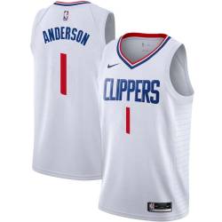 White Derek Anderson Twill Basketball Jersey -Clippers #1 Anderson Twill Jerseys, FREE SHIPPING