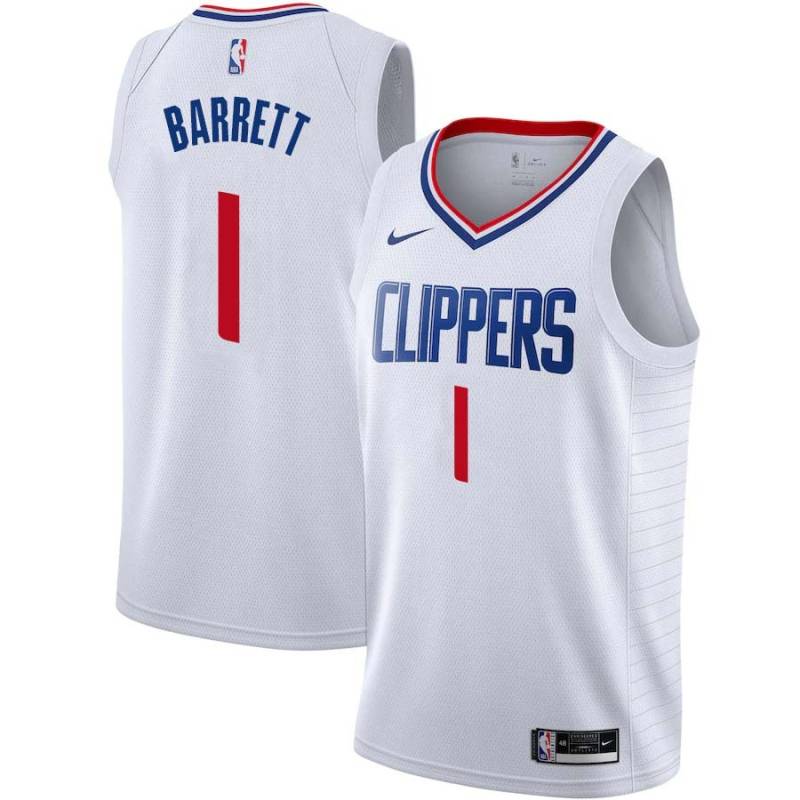 White Andre Barrett Twill Basketball Jersey -Clippers #1 Barrett Twill Jerseys, FREE SHIPPING