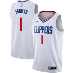 White Jordan Farmar Twill Basketball Jersey -Clippers #1 Farmar Twill Jerseys, FREE SHIPPING