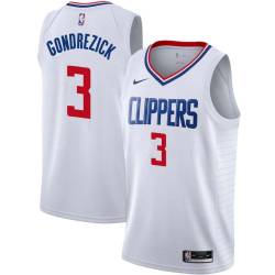 White Grant Gondrezick Twill Basketball Jersey -Clippers #3 Gondrezick Twill Jerseys, FREE SHIPPING