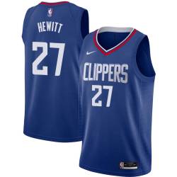 Blue Bill Hewitt Twill Basketball Jersey -Clippers #27 Hewitt Twill Jerseys, FREE SHIPPING