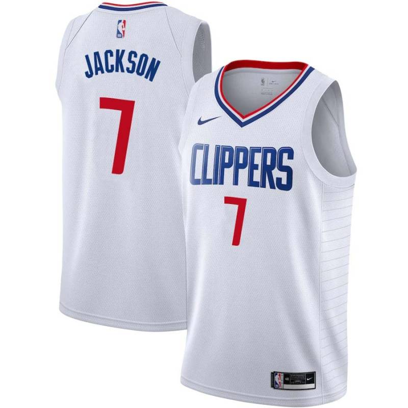 White Luke Jackson Twill Basketball Jersey -Clippers #7 Jackson Twill Jerseys, FREE SHIPPING