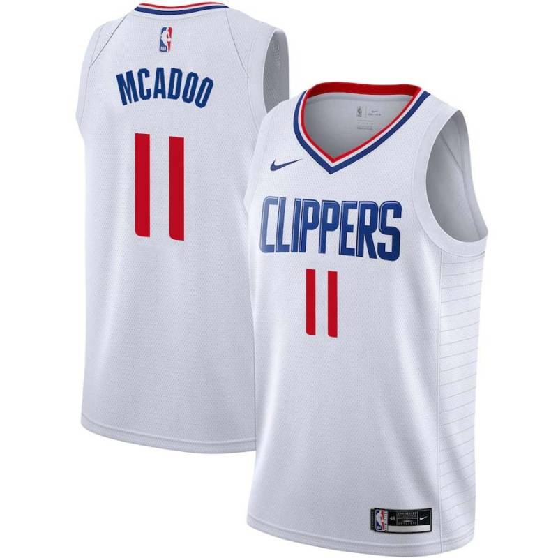 White Bob McAdoo Twill Basketball Jersey -Clippers #11 McAdoo Twill Jerseys, FREE SHIPPING