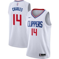 White Ken Charles Twill Basketball Jersey -Clippers #14 Charles Twill Jerseys, FREE SHIPPING