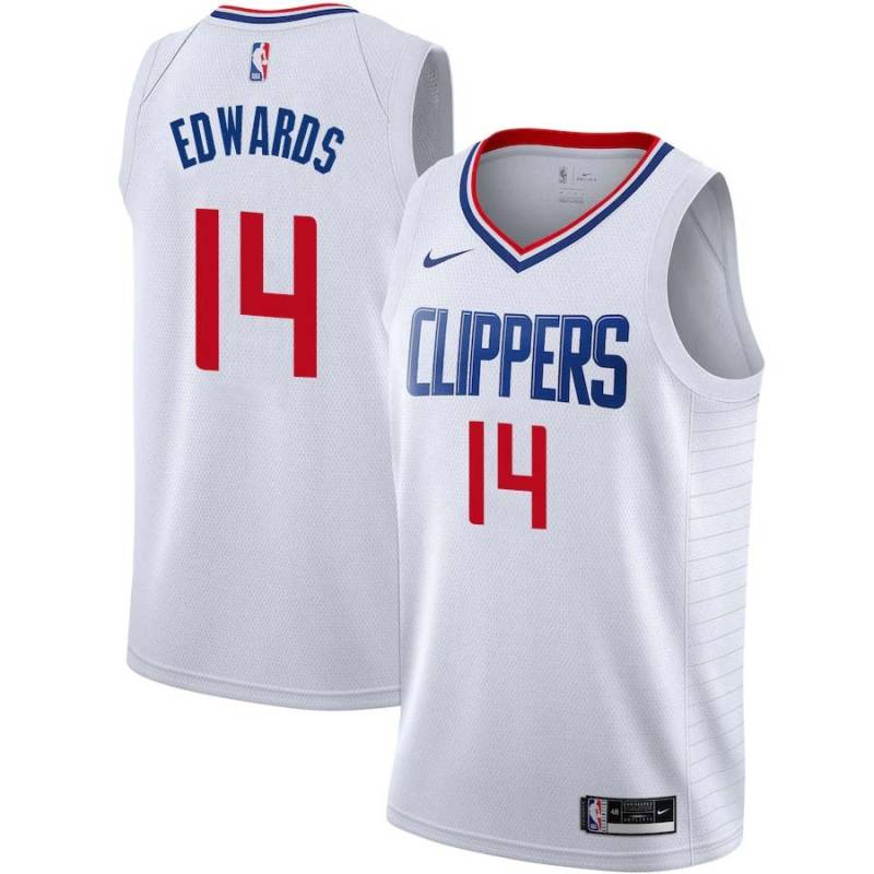 White Franklin Edwards Twill Basketball Jersey -Clippers #14 Edwards Twill Jerseys, FREE SHIPPING