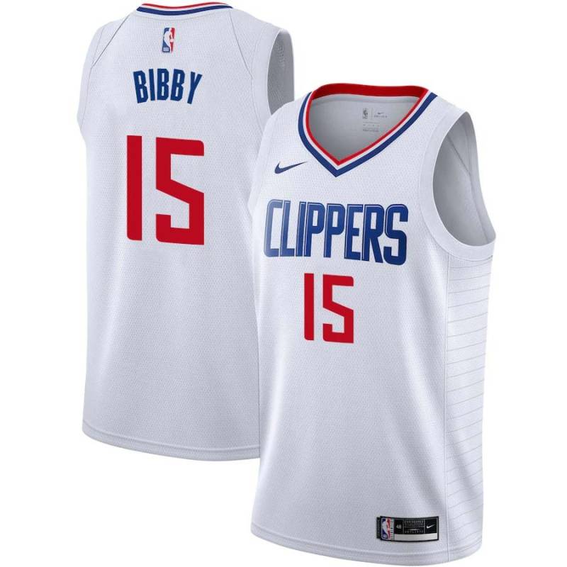 White Henry Bibby Twill Basketball Jersey -Clippers #15 Bibby Twill Jerseys, FREE SHIPPING