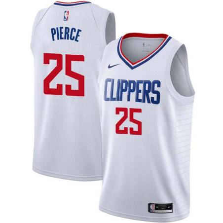 White Ricky Pierce Twill Basketball Jersey -Clippers #25 Pierce Twill Jerseys, FREE SHIPPING