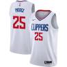 White Ricky Pierce Twill Basketball Jersey -Clippers #25 Pierce Twill Jerseys, FREE SHIPPING