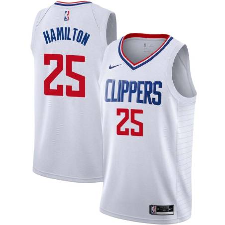 White Zendon Hamilton Twill Basketball Jersey -Clippers #25 Hamilton Twill Jerseys, FREE SHIPPING