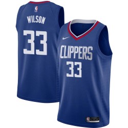 Blue George Wilson Twill Basketball Jersey -Clippers #33 Wilson Twill Jerseys, FREE SHIPPING