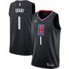 Black Gary Grant Twill Basketball Jersey -Clippers #1 Grant Twill Jerseys, FREE SHIPPING