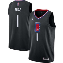 Black Guillermo Diaz Twill Basketball Jersey -Clippers #1 Diaz Twill Jerseys, FREE SHIPPING
