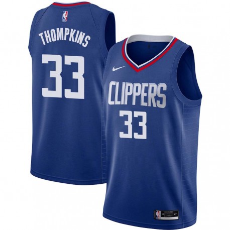 Blue Trey Thompkins Twill Basketball Jersey -Clippers #33 Thompkins Twill Jerseys, FREE SHIPPING